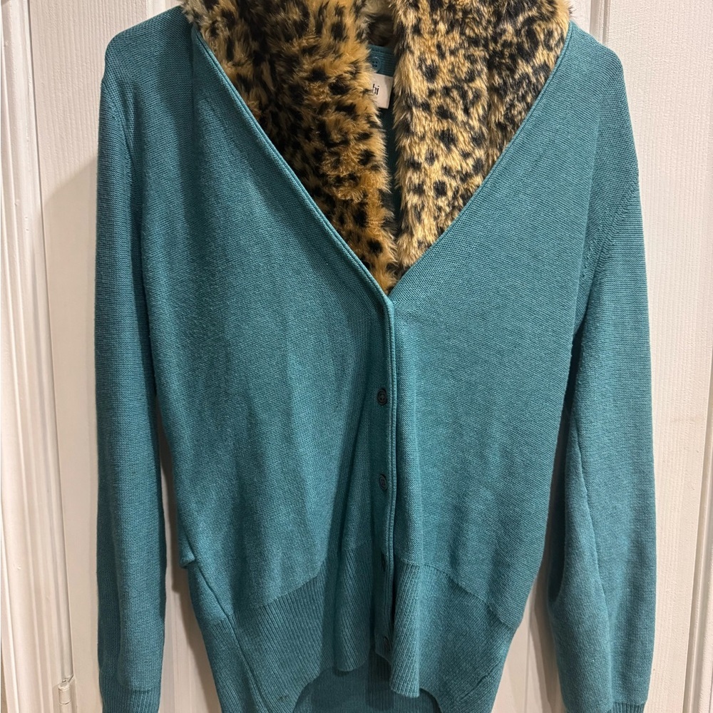 CAbi Teal Button-Up Cardigan
